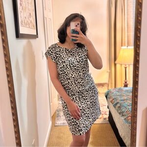 JOIE SILK DRESS WOMEN S LEOPARD PRINT MINIMALIST FRENCH GIRL LUXURY SHEATH